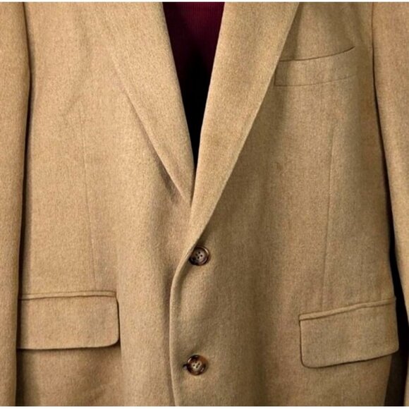 Bill Blass Vintage 100% Camel Hair Tan Two Button Office Blazer Jacket Men's 48R - Picture 2 of 9